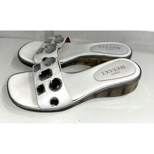 Sesto Meucci Women’s Vintage Leather Embellished Slide Sandals size 7 Wedge